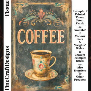 Vintager Kaffee- und Blumencup-Zeichen DP6-Dekoupa Seidenpapier