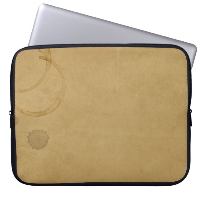 Vintager Kaffeefleck aus Altpapier Laptopschutzhülle (Vorderseite)