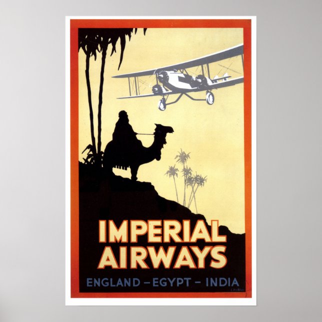 Vintager Kamel und Flugzeug Ägypten Poster (Vorne)