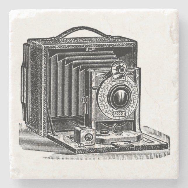 Vintager Kamera-Stein-Untersetzer Steinuntersetzer (Vorderseite)