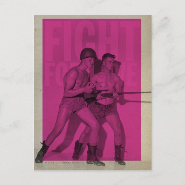 Vintager Kampf für die Liebe Postkarte (Vorderseite)