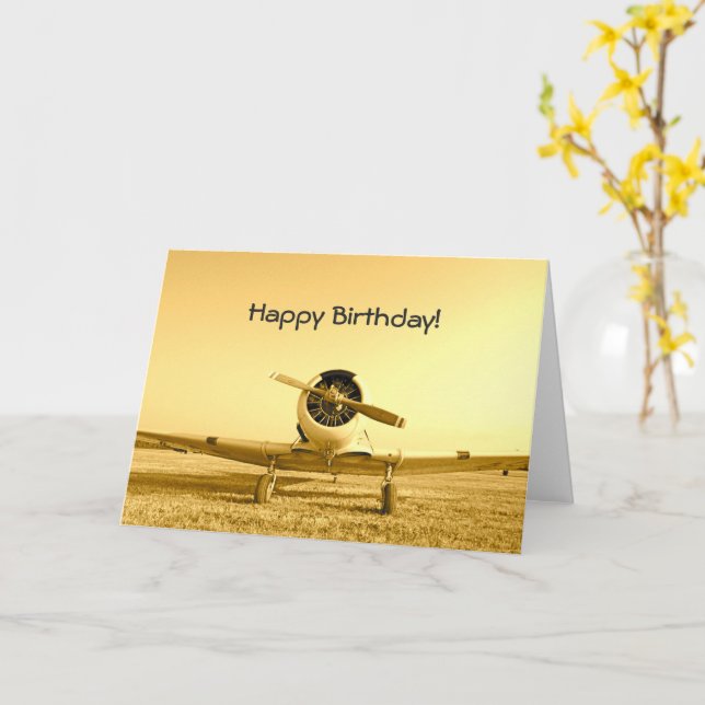 Vintager Kampfflugzeug gelb Geburtstag Karte (Gelbe Blume)