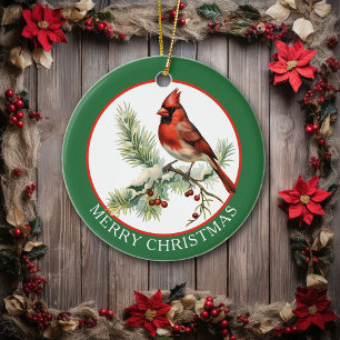 Vintager Kardinal Bird Joy to World Keramik Ornament