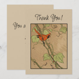 Vintager Kardinal Red Bird auf einer Zweigstelle V Karte