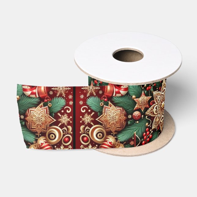 Vintager Karierter Weihnachtsurlaub Satinband (Spule)