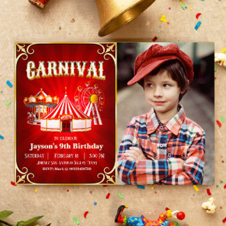Vintager Karneval Geburtstag mit Foto Landschaft Einladung