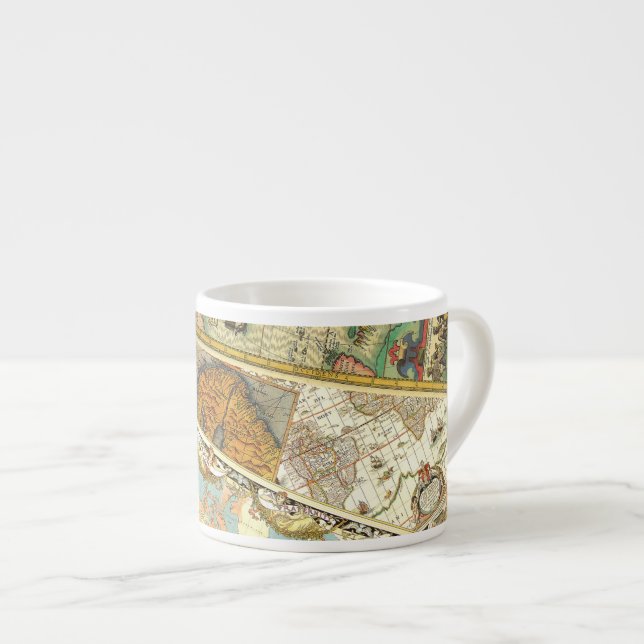 Vintager Karten-Druck Espressotasse (Vorderseite Rechts)