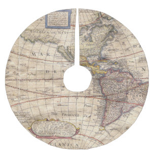 Vintager Karten-Druck Polyester Weihnachtsbaumdecke