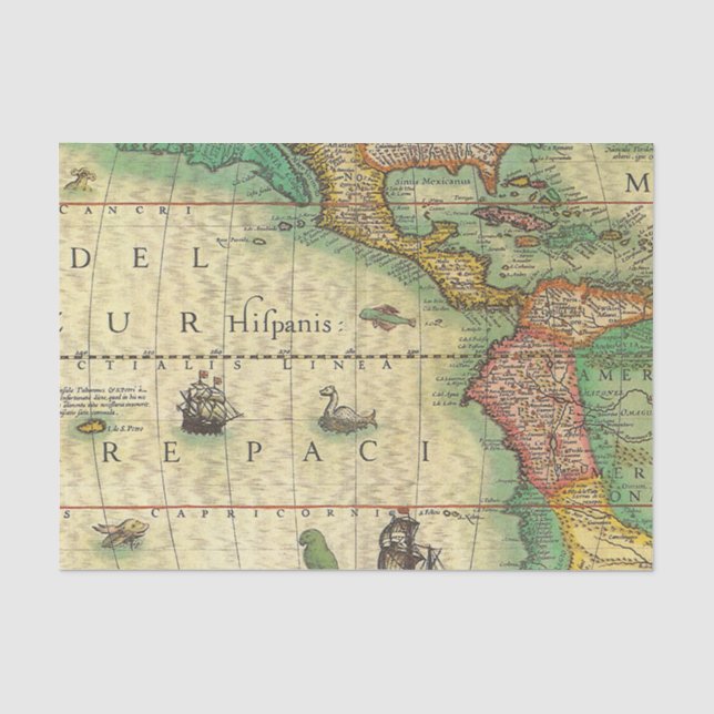 Vintager Karten-Druck Seidenpapier (Vorderseite)