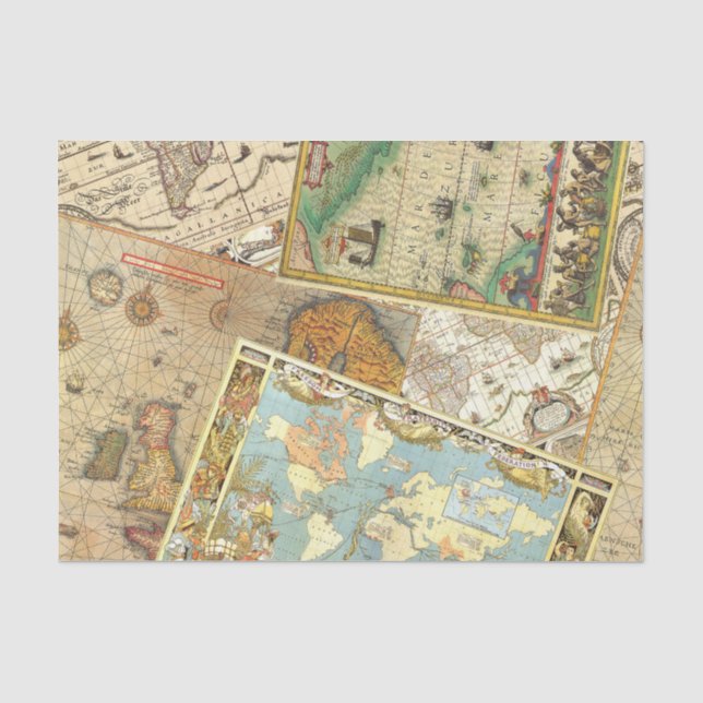 Vintager Karten-Druck Seidenpapier (Vorderseite)