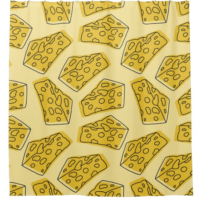 Vintager Käse Gelber Hintergrund Nahtlos Duschvorhang (Vorderseite)