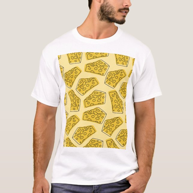 Vintager Käse Gelber Hintergrund Nahtlos T-Shirt (Vorderseite)