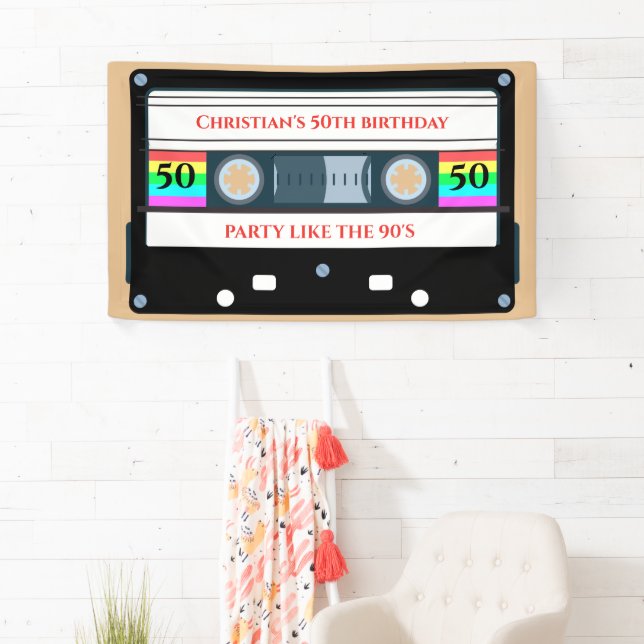 Vintager KassettenGeburtstag Banner (Insitu)