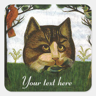 Vintager Katze (Cheshire Cat) Quadratischer Aufkleber