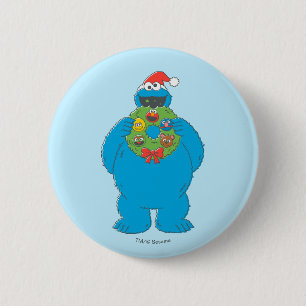 Vintager Keksmonster Weihnachtskranz Button