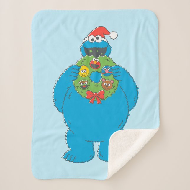 Vintager Keksmonster Weihnachtskranz Sherpadecke (Vorderseite)