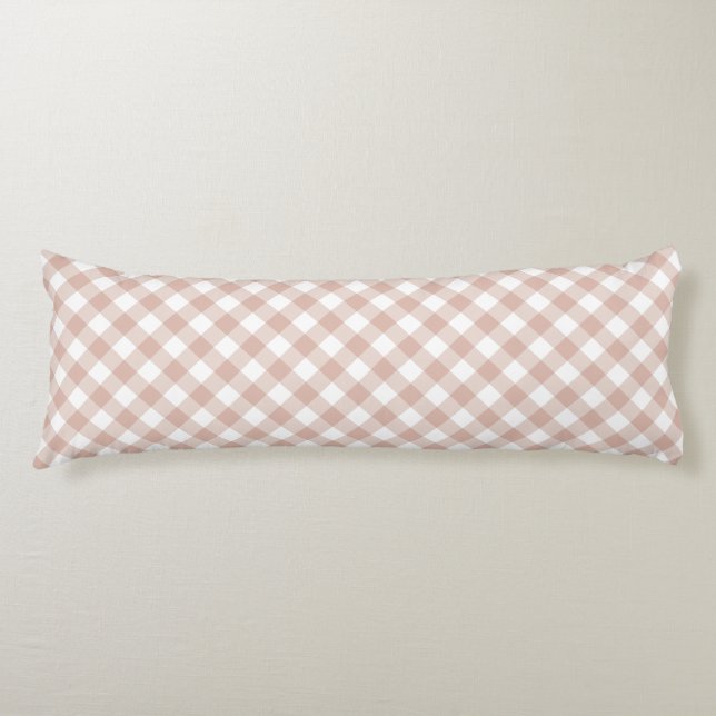 Vintager Kernpunkt Dusty Rose Gingham Seitenschläferkissen (Vorderseite)