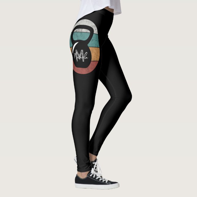 Vintager kettlebell benutzerdefinierter Monogrammn Leggings (Rechts)