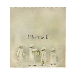 Vintager Kinderlaternen-Schnee Notizblock