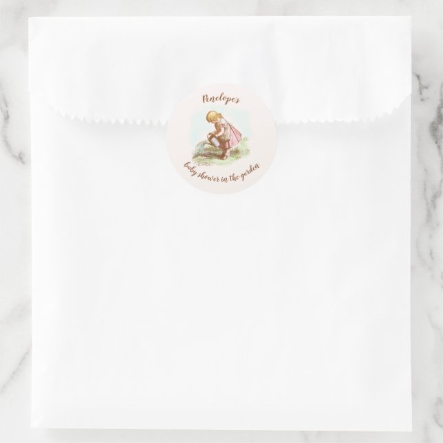 Vintager Kindersommergarten Party Kinderdusche Runder Aufkleber (Tasche)