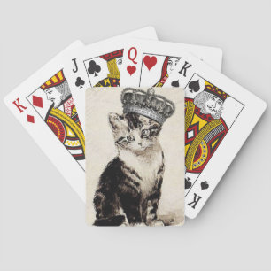 Vintager Kitty mit Kronen-Spielkarten Spielkarten