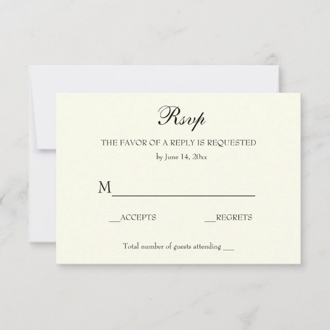 Vintager klassischer Hochzeitstag RSVP Karte (Vorderseite)