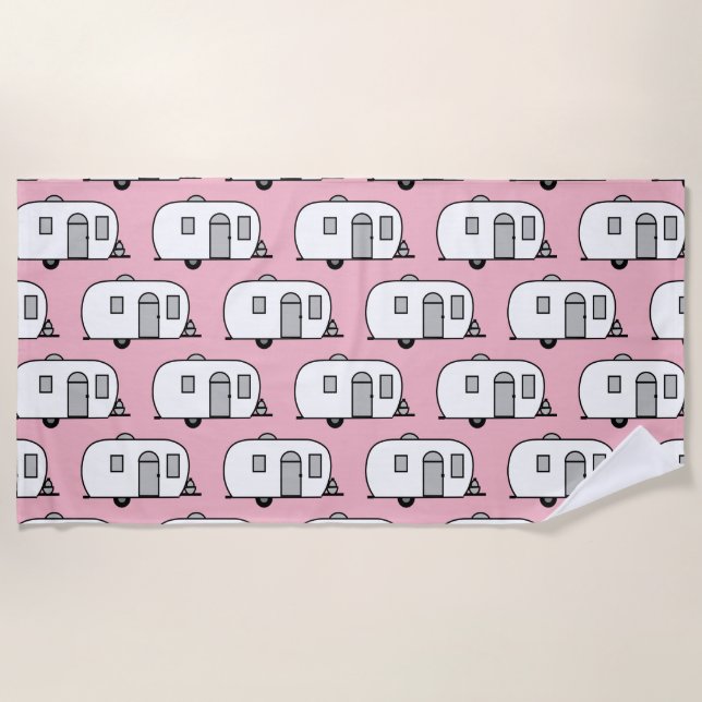 Vintager klassischer Wohnwagen Strandtuch (Vorderseite)