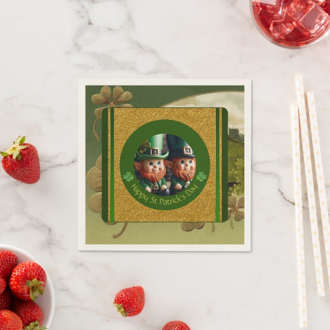 Vintager Kleber St Patrick's Day Leprechauns Serviette (Beispiel)