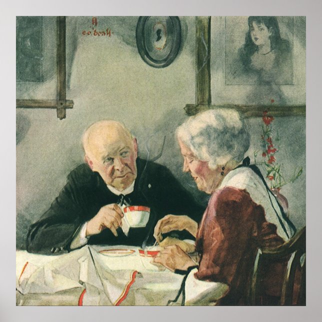 Vintager Klerus, Kaffee oder Tee mit Priester Poster (Vorne)