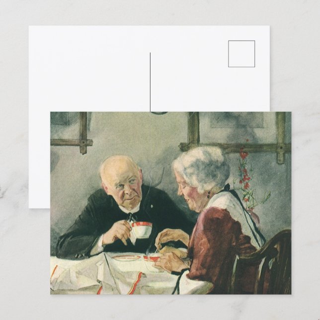 Vintager Klerus, Kaffee oder Tee mit Priester Postkarte (Vorne/Hinten)