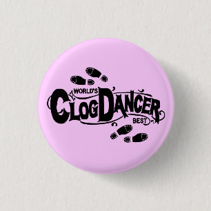 Vintager Klotz-Tänzer, der rosa schwarze Schuhe Button