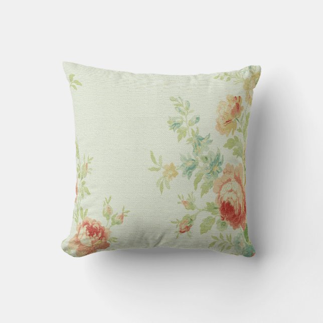 Vintager Kohl-Rosethrow-Kissen-Blasses Kissen (Vorderseite)