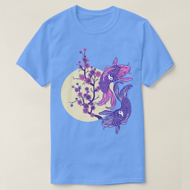 Vintager Koi mit Sakura Cherry Blossom T-Shirt (Design vorne)