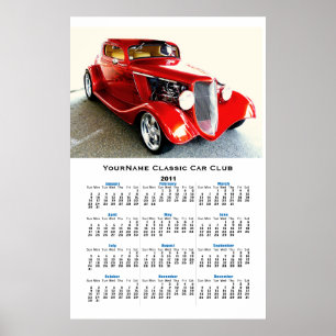 Vintager Kollektor-Auto-Verein-Wandkalender Poster