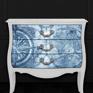 Vintager Kompass | Blue Grunge Seekarte Seidenpapier