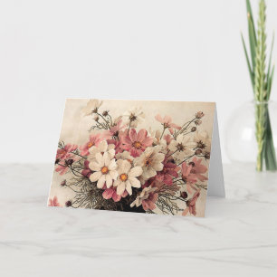 Vintager Kosmos-Blumenstrauß Karte