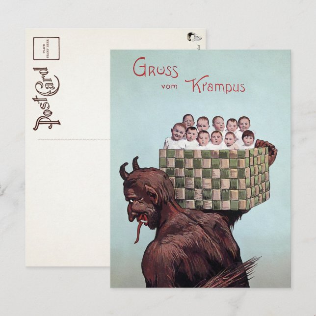 Vintager Krampf Kinder tragen Postkarte (Vorne/Hinten)
