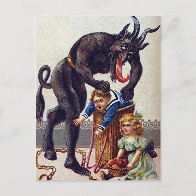 Vintager Krampus Feiertagspostkarte (Vorderseite)