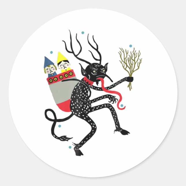 Vintager Krampus Runder Aufkleber (Vorderseite)