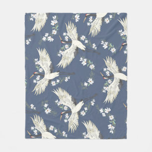 Vintager Kran: Vogelmuster Fleecedecke