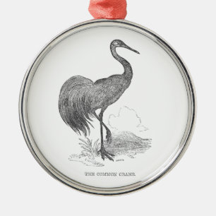 Vintager Krane-Bird-Pen und -Tinte Zeichnend Silbernes Ornament