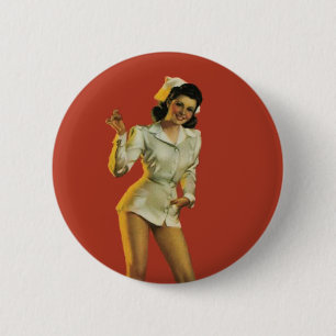 Vintager KrankenschwesterPinup Button