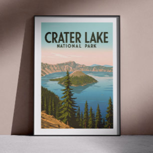 Vintager Kratersee Nationalpark Poster