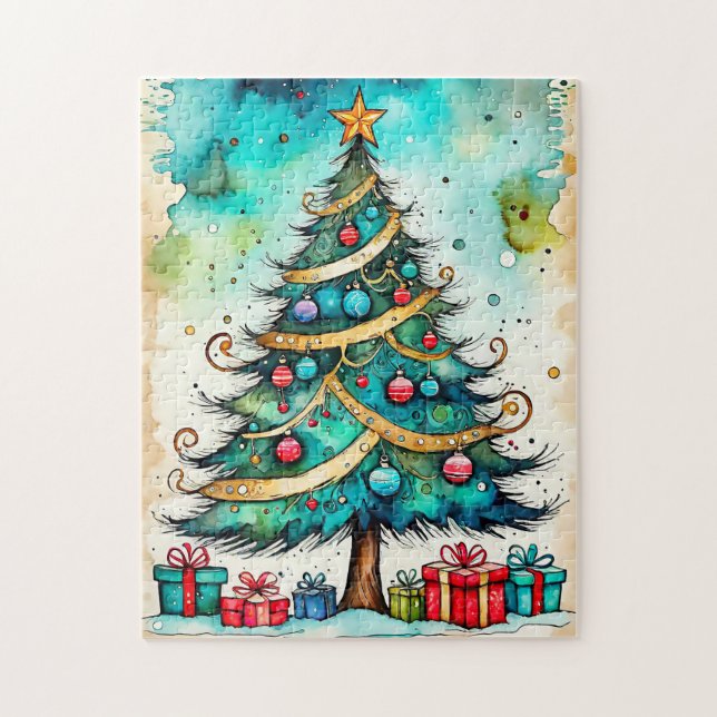 Vintager, kreativer Weihnachtsbaum Zeichnend (Vertikal)