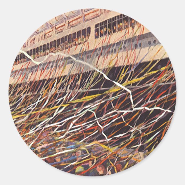 Vintager Kreuzfahrtschiff Urlaub; Bon Voyage Party Runder Aufkleber (Vorderseite)