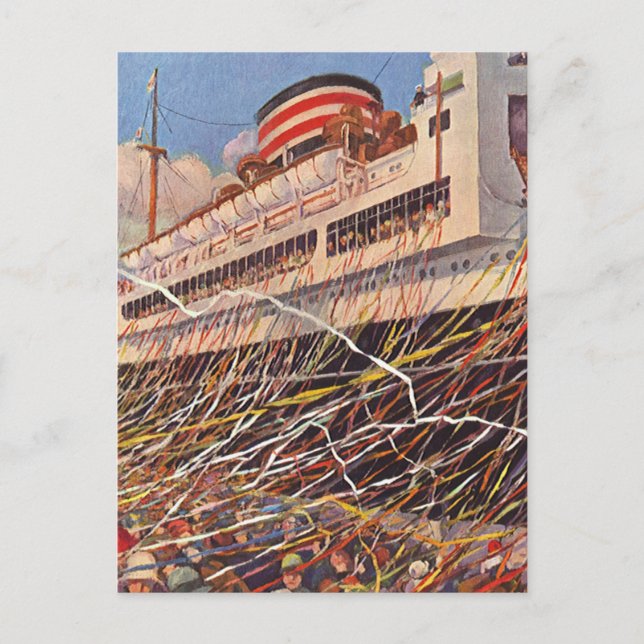 Vintager Kreuzfahrturlaub; Bon Voyage Party! Postkarte (Vorderseite)