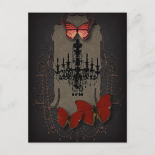 Vintager Kronleuchter aus Steampunker-Glattbutterf Postkarte