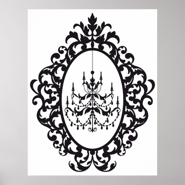 Vintager Kronleuchter im antiken Bilderrahmen Poster (Vorne)