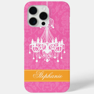 Vintager Kronleuchter in Rosa und Damast-Muster Case-Mate iPhone Hülle