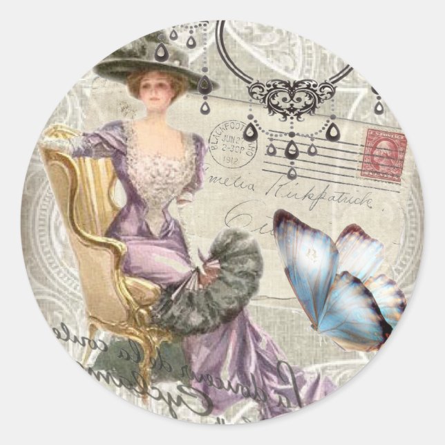 Vintager Kronleuchter Runder Aufkleber (Vorderseite)